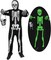 Halloween Skeleton Costume for Kids,Both Sides Glow in The Dark, Skeleton Jumpsuit with Skeleton Bag